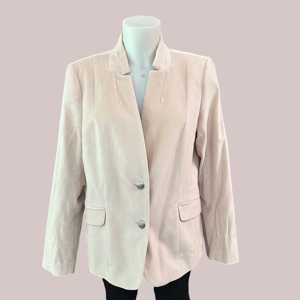 TALBOTS Blush Pink Aberdeen Velvet Blazer Jacket 100% Cotton Sz 10 - New